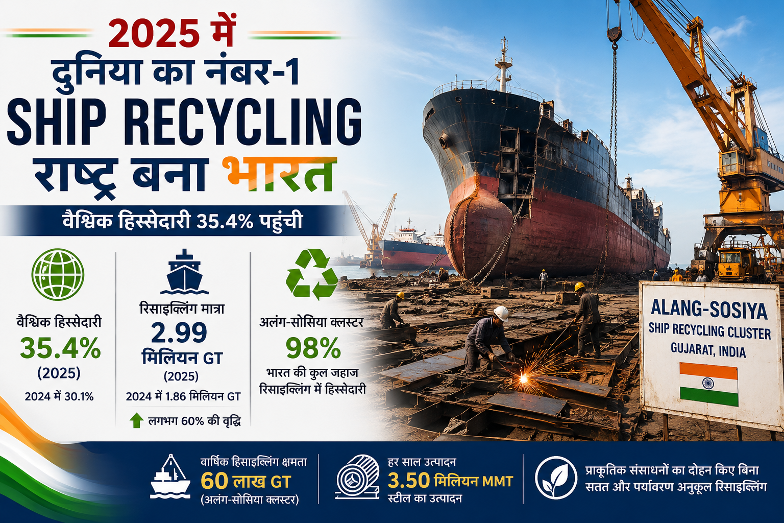 India becomes the world's number-1 ship recycling nation.